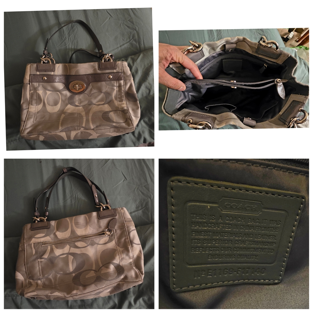 Coach Beige Signature Shoulder Bag